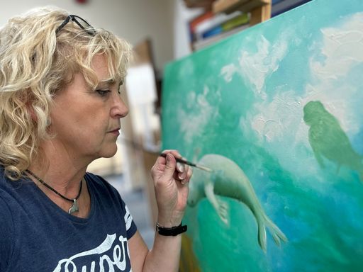 Tickling the Seal Pup with my paintbrush